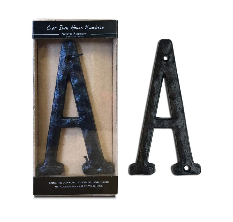 NACH House Numbers for Outside, 5.5 inch Black Address Numbers for House - Letter A - Rustic Mailbox Letters and Numbers for Outside with Mounting Hardware - Image 1
